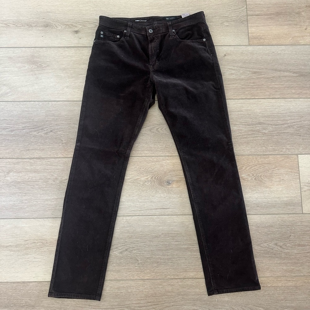 AG Jeans Everett Slim Straight Chocolate Brown Corduroy Pant 33x34